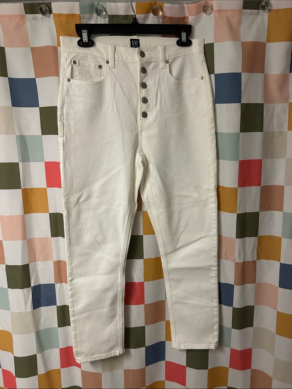 GAP White Slim Straight High-Rise Button-Fly Jeans